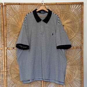 Classic Black and White Striped Men's Polo Shirt 4XB